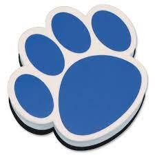  Ashley Paw Shaped Magnetic Whiteboard Eraser - Used As Mark Remover - Magnetic, Lightweight - Blue, White - 1each