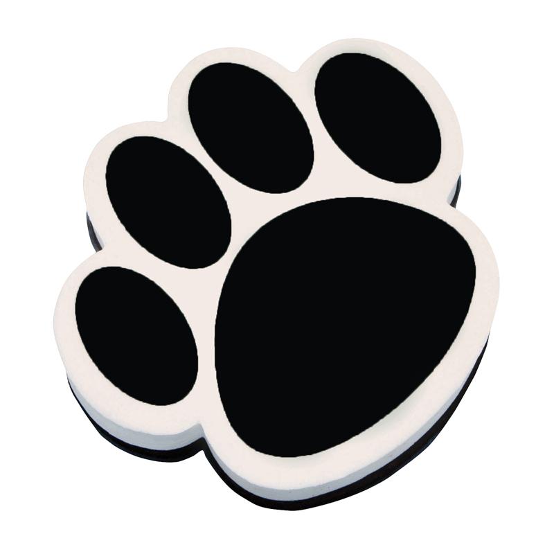 Ashley Paw Shaped Magnetic Whiteboard Eraser - Used as Mark Remover - Magnetic, Lightweight - Black, White - 1Each