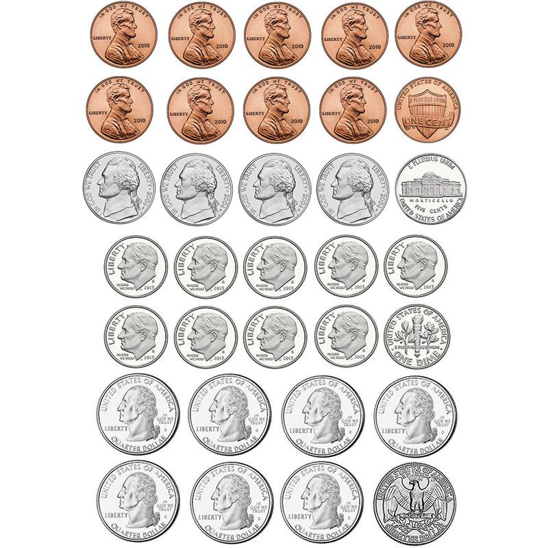 Ashley US Coin Money Set Die-cut Magnets - Theme/Subject: Learning - Skill Learning: Visual