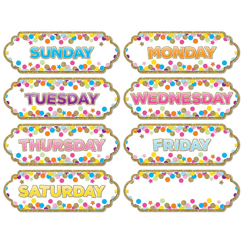  Magnetic Die- Cut Timesavers & Labels, Confetti Days Of The Week