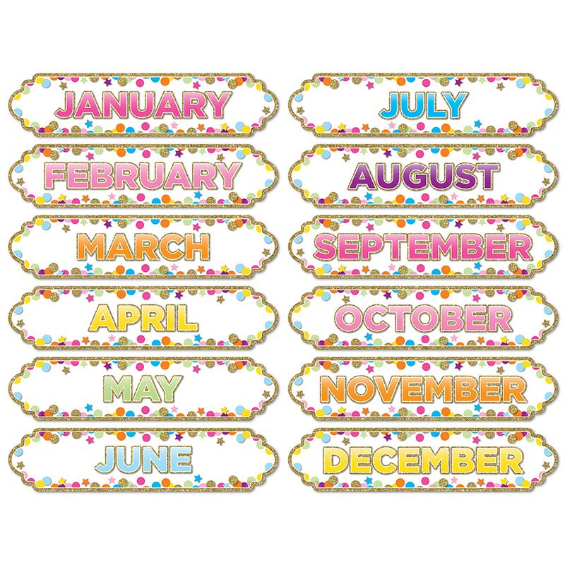 Magnetic Die-Cut Timesavers & Labels, Confetti Months of the Year