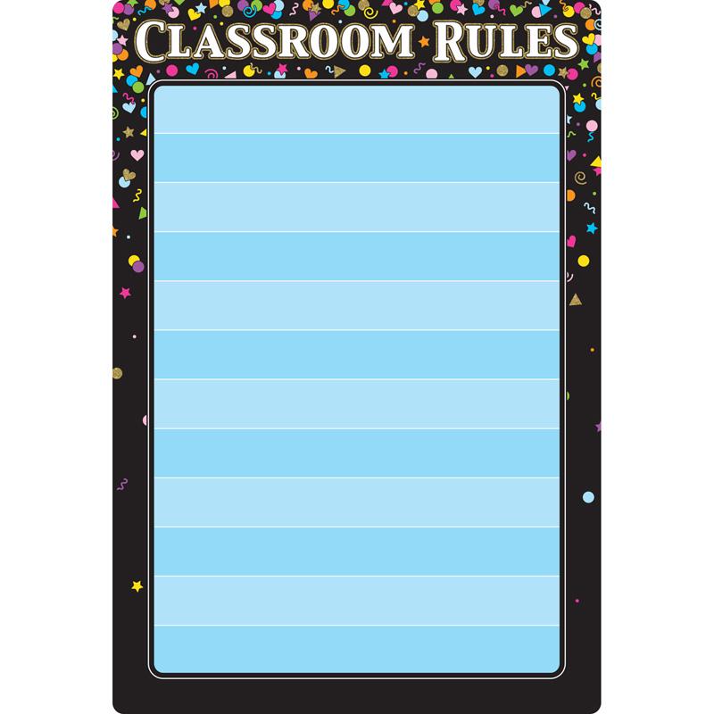 Smart Poly® Chart Black Confetti Classroom Rules, 13