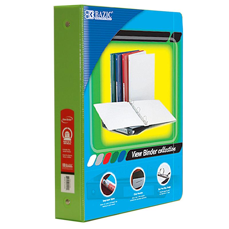 BAZIC® 3-Ring View Binder with 2 Pockets, 1.5