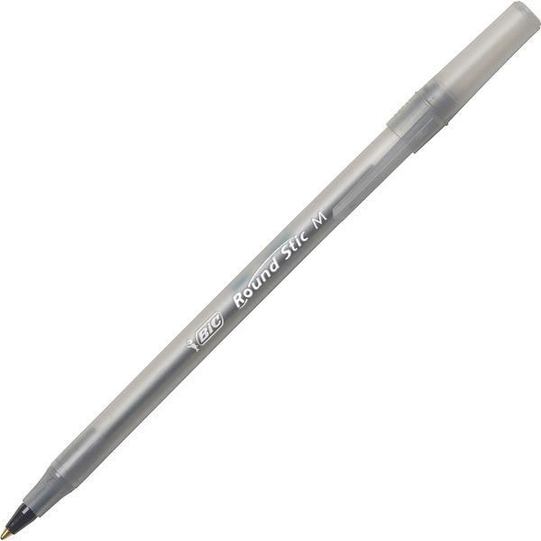 BIC Round Stic Ballpoint Pens - Medium Pen Point - Black - Black Barrel