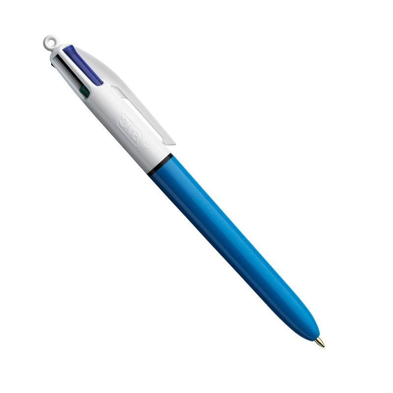  Bic 4- Color Retractable Pen - Medium Pen Point - Refillable - Retractable - Multi, Black, Red, Green - Blue, White Barrel - 1 Each