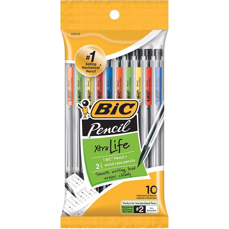 BIC Top Advance Mechanical Pencils - #2 Lead - 0.7 mm Lead Diameter - Assorted Barrel - 10 / Pack