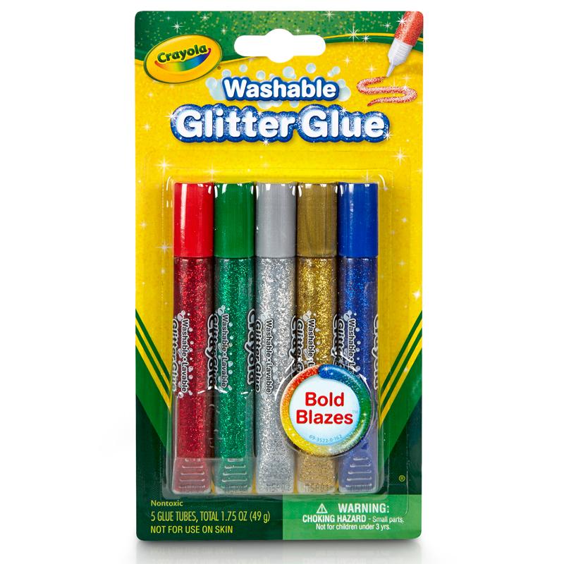 Crayola® Washable Glitter Glue, Bold, 5/pkg