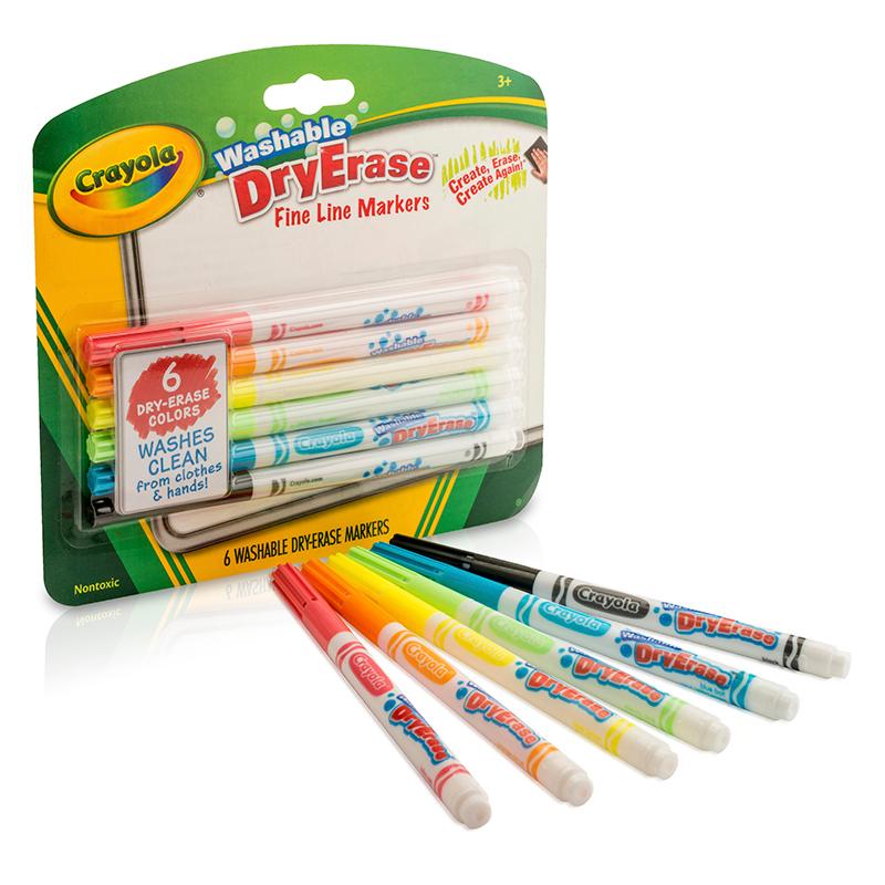 Crayola® Washable Dry Erase Markers, 6 colors