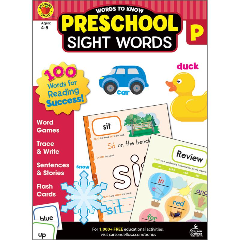 Words to Know Sight Words, Grade Preschool