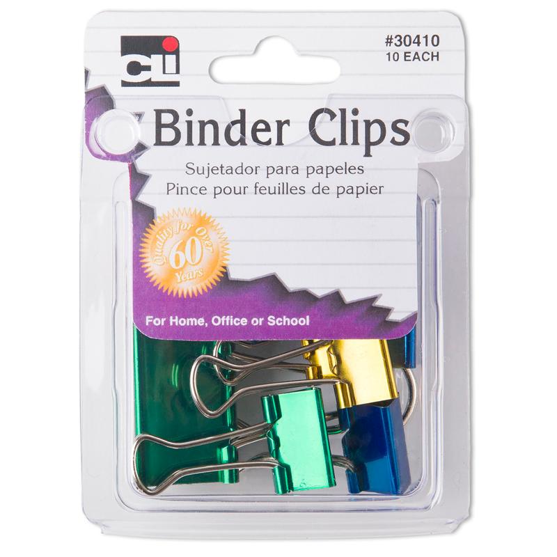 Binder Clips, Assorted Sizes & Colors, Pack Of 10