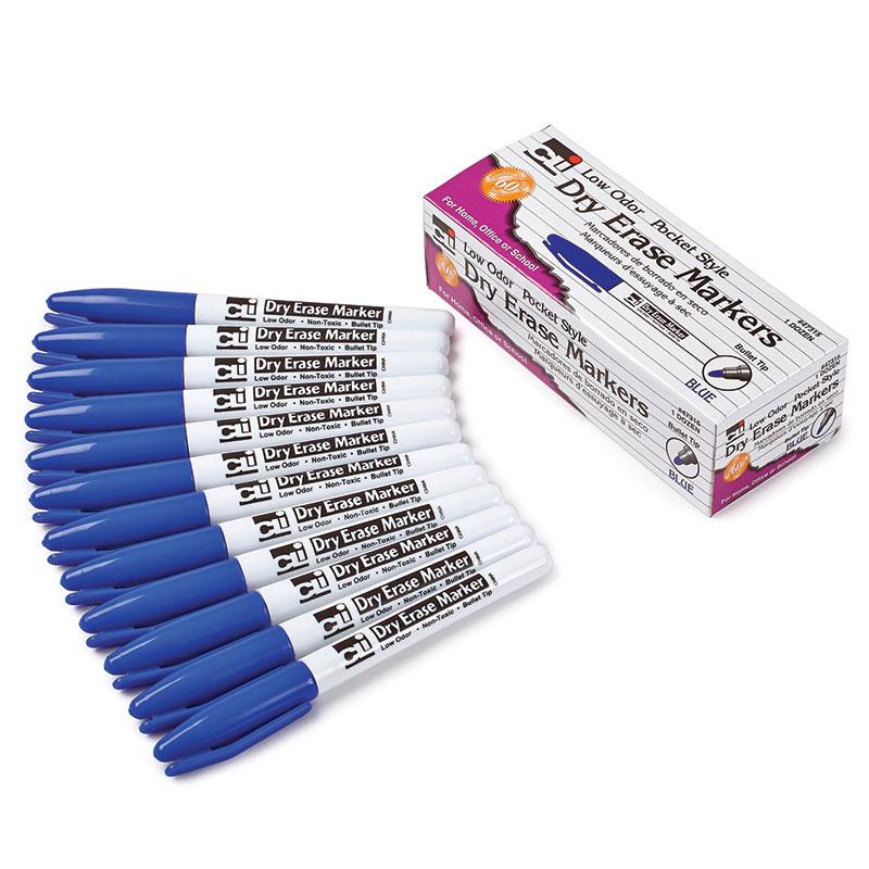 Dry Erase Markers - Pocket Style, Blue/Bullet