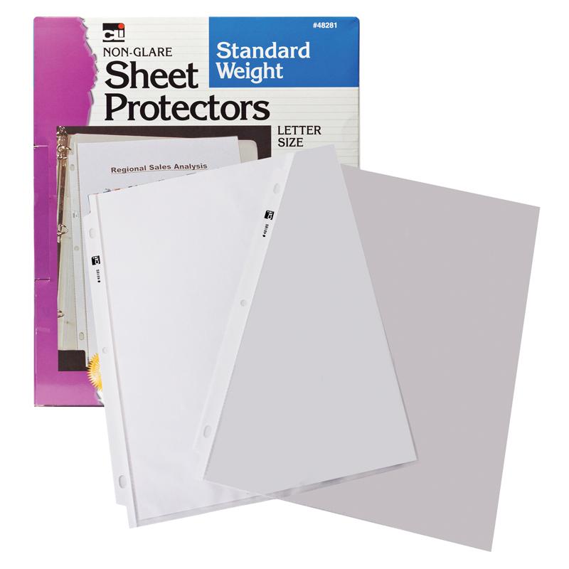 Sheet Protectors, Standard Weight, Letter Size, Non-Glare, Box of 100