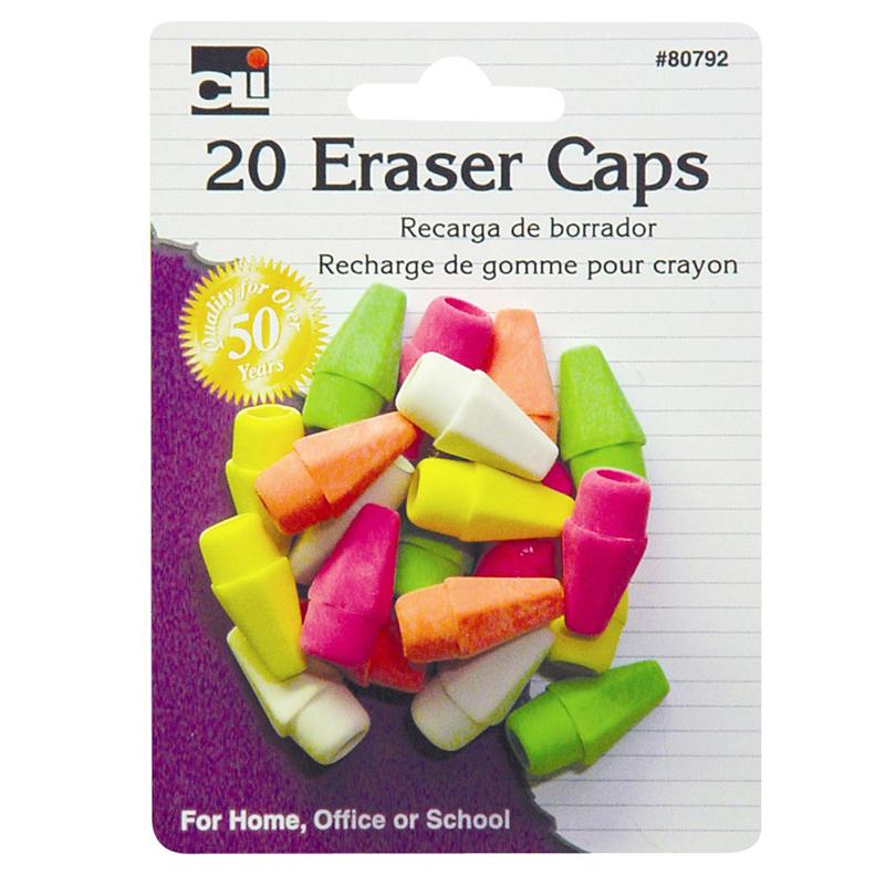 Eraser - Caps - Neon - Asst.- 20/Cd