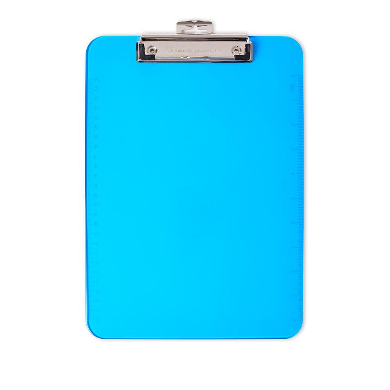 Clipboard - Plastic/Transp. W/Low Profile Clip - Letter - Neon Blue