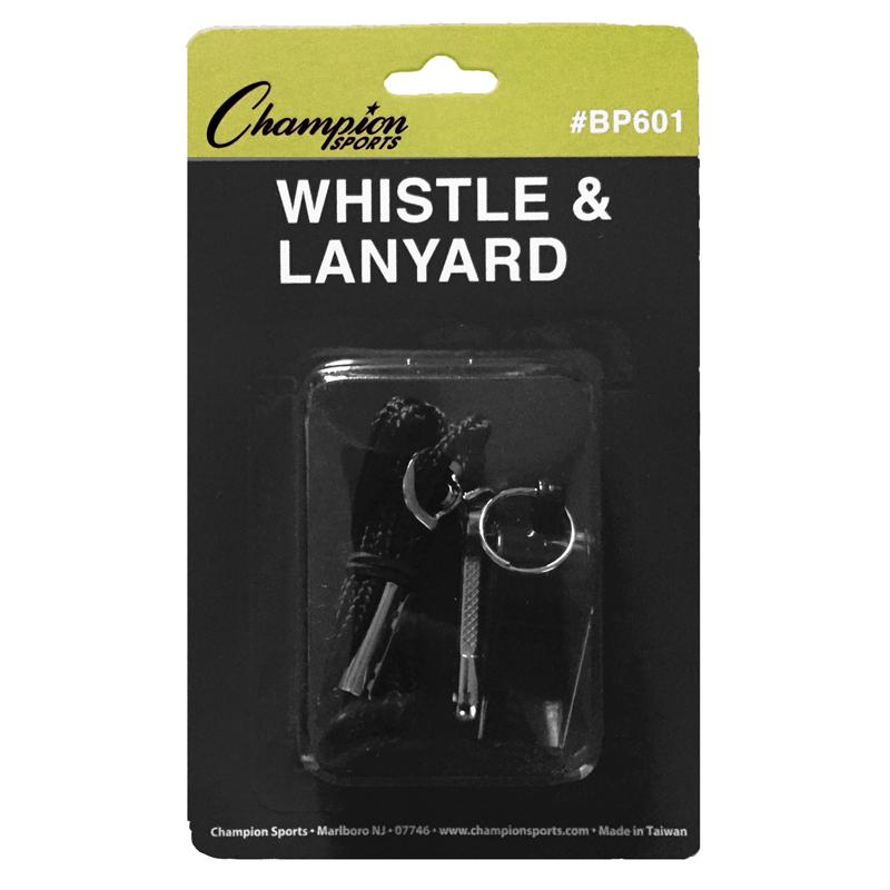Plastic Whistle & Black Lanyard Pack
