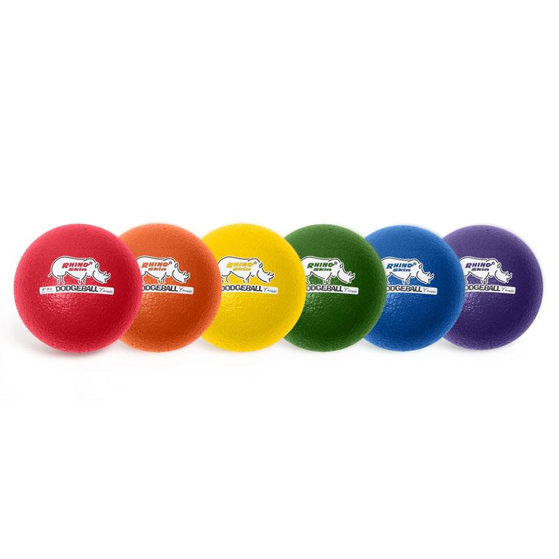 Rhino Skin® 6-Inch Low Bounce Dodgeball Set, Assorted Colors, Set of 6