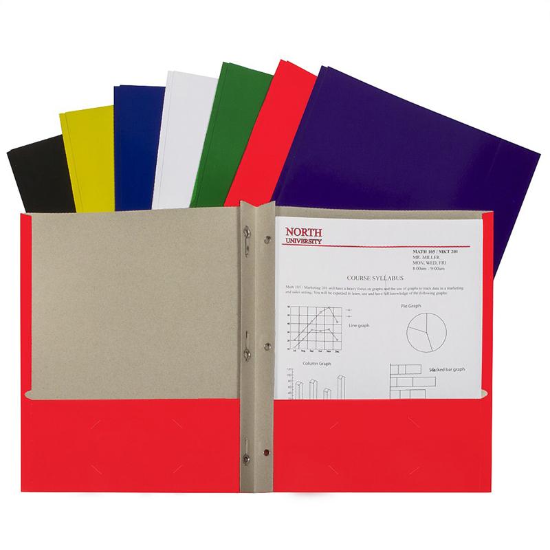 C-Line® Recycled Paper Portfolio With Prongs Assorted, 1EA