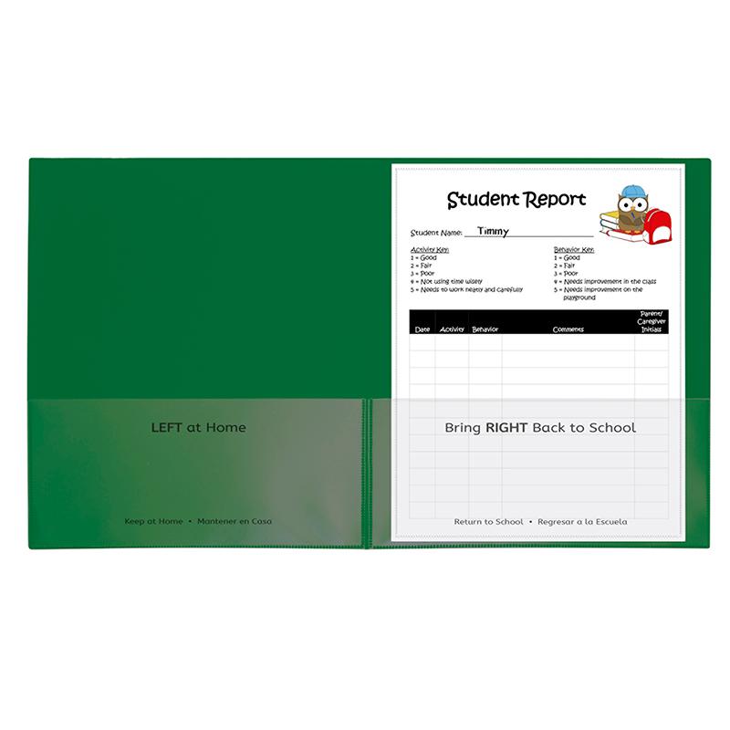 C-Line Classroom Connector Folders, Green, 25/BX, 32003 - Letter - 8 1/2