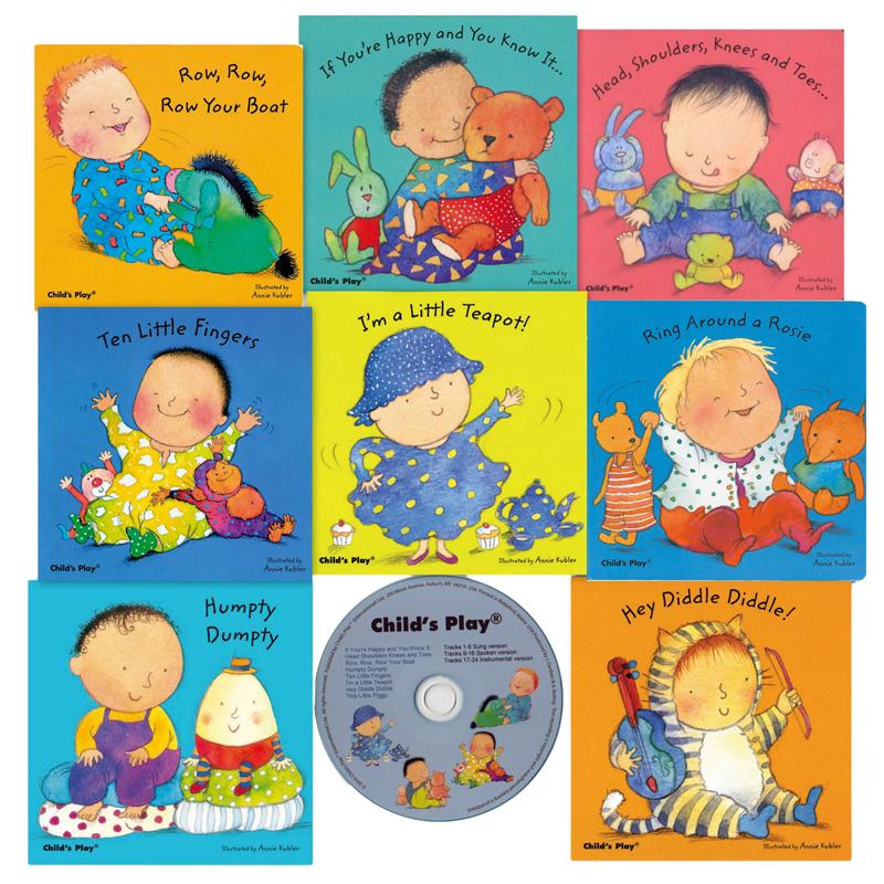 Nursery Rhyme Board Book, Set of 8 with CD