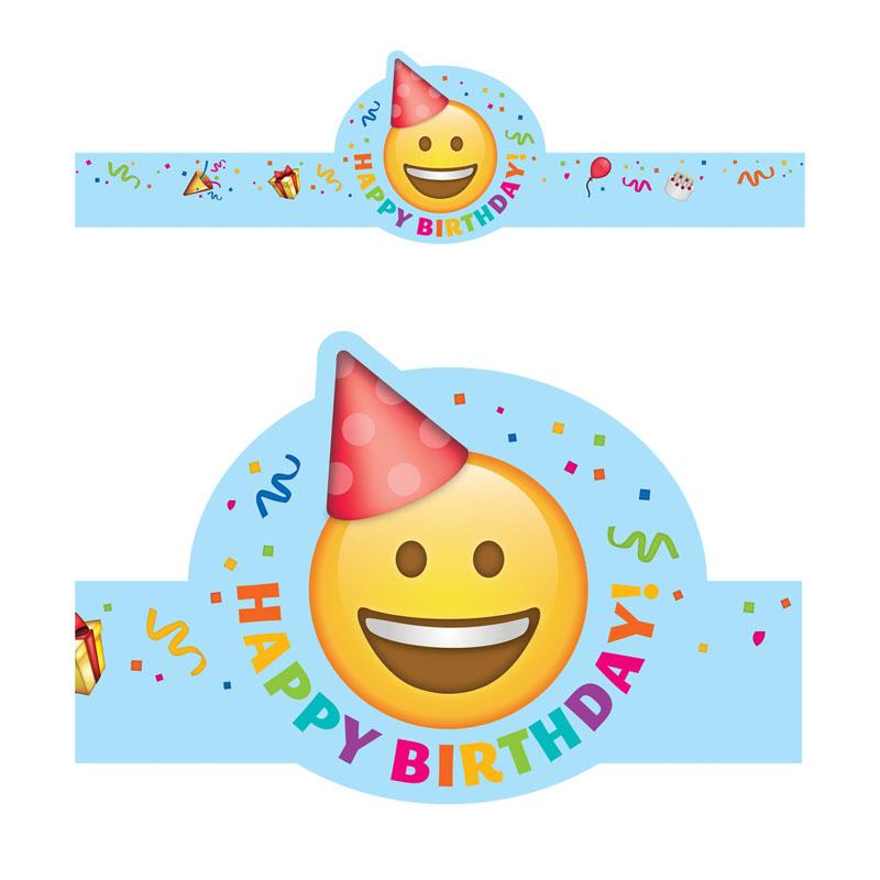 Emoji Fun Happy Birthday Crown, 30 Per Pack