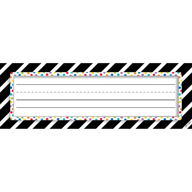 Bold & Bright Bold Stripes & Dots Name Plates, 36/Pack