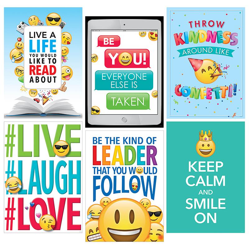  Inspire U & Trade ; Emoji Fun Posters, Pack Of 6