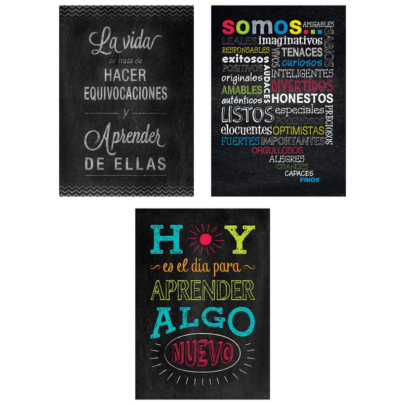  Chalk It Up! Spanish Inspire U Poster 3- Pack
