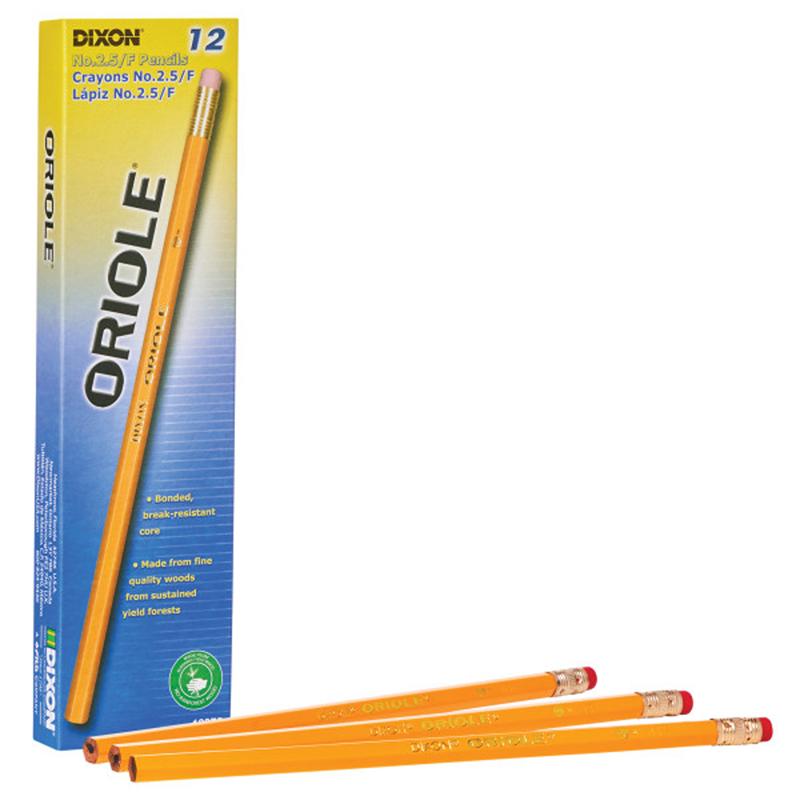 Dixon Oriole Pencil - # 2.5 Lead - Black Lead - Yellow Wood Barrel - 12 / Dozen