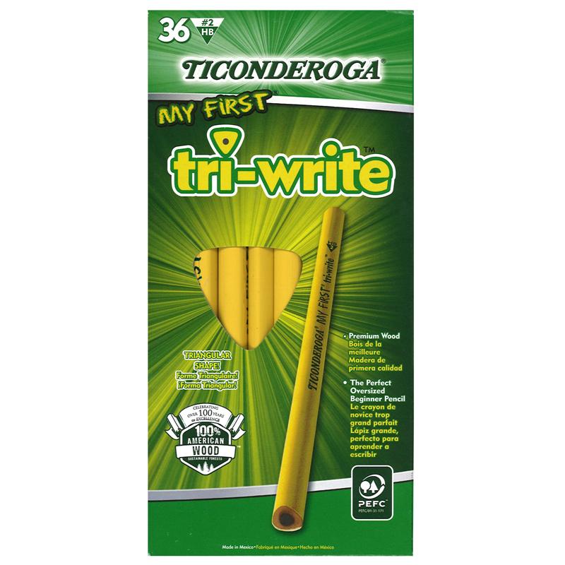 Dixon Ticonderoga Tri-Write Beginner No. 2 Pencils - #2 Lead - Yellow Barrel - 36 / Box