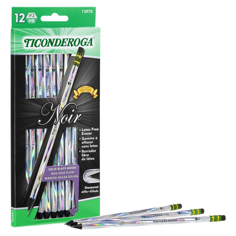 Ticonderoga Noir Pencils - #2 Lead - Black Lead - 12 / Dozen