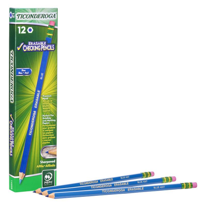 Dixon Eraser Tipped Checking Pencils - HB Lead - Blue Lead - 12 / Dozen