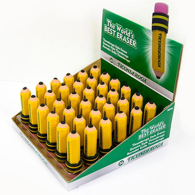 Dixon Latex-free Pencil-shape Eraser - Yellow - Pencil - 36 / Box - Latex-free, Smudge-free, Non-toxic