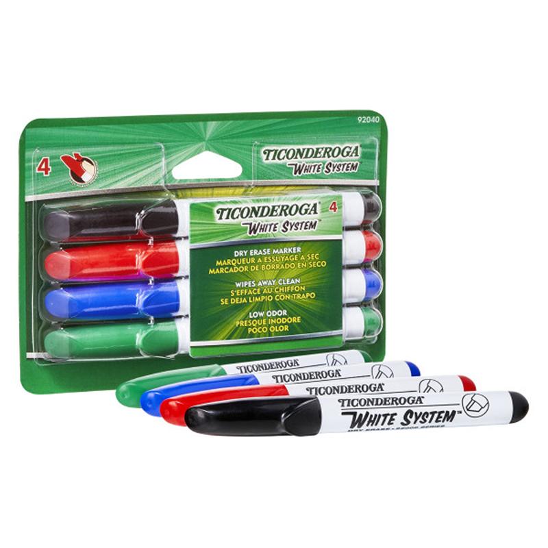 Dixon Chisel Tip Dry-erase Markers - Chisel Marker Point Style - Black, Red, Blue, Green - 4 / Set