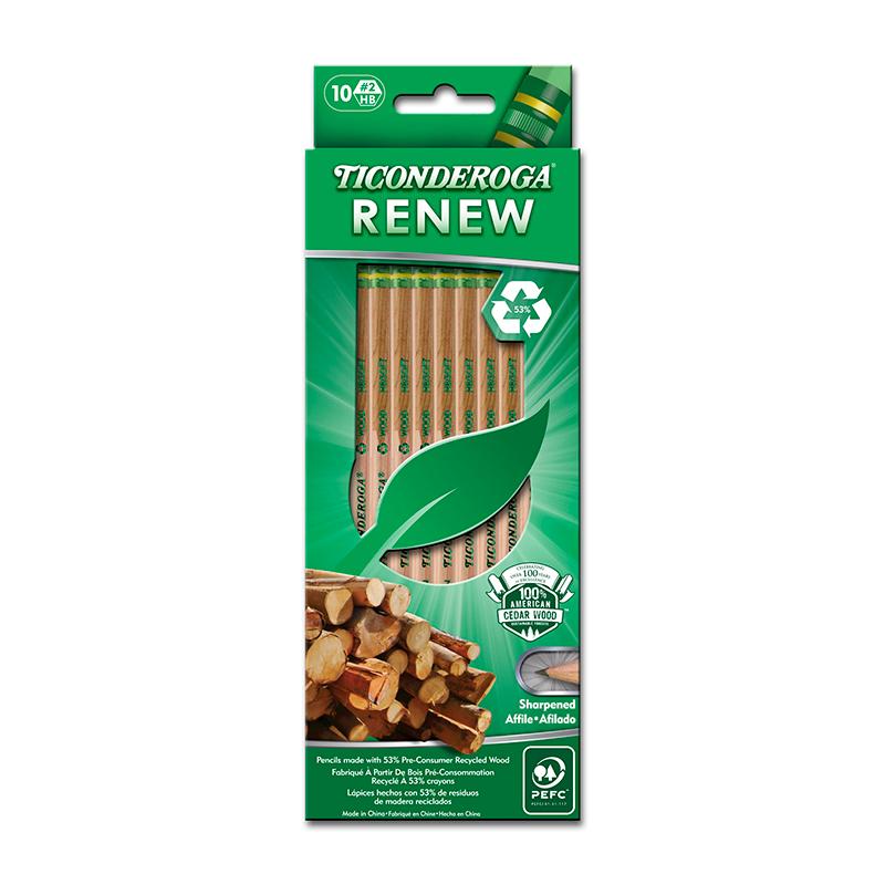 Ticonderoga® Renew Recycled Wood Pencils, Pack of 10