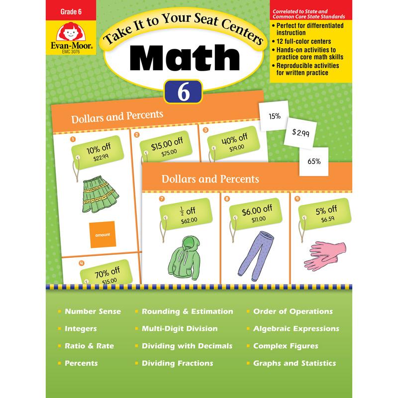Take It to Your Seat Math Centers Book, Grade 6+