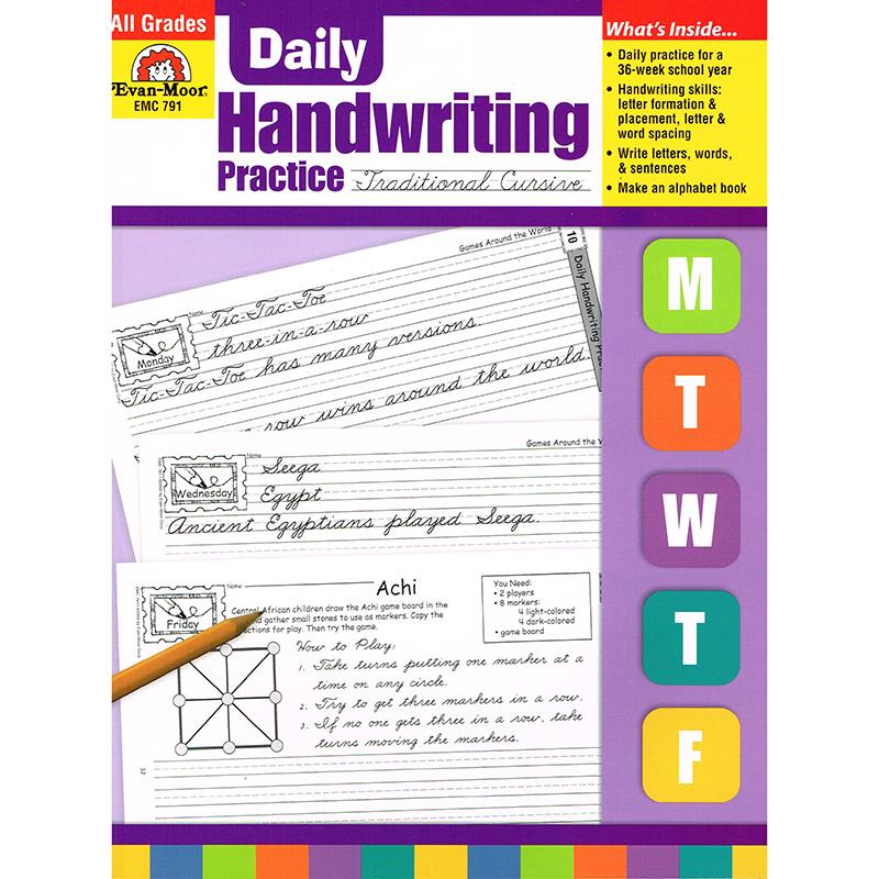  Daily Handwriting Practice Book : Traditional Cursive
