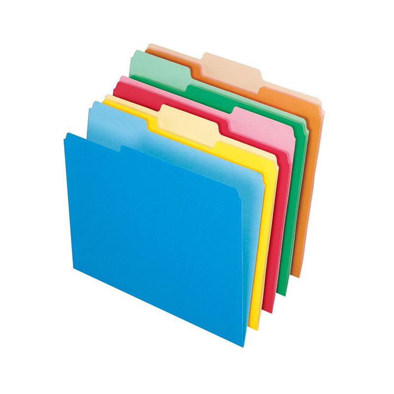 Colored File Folders, 1/3 Cut Tabs, Box of 100