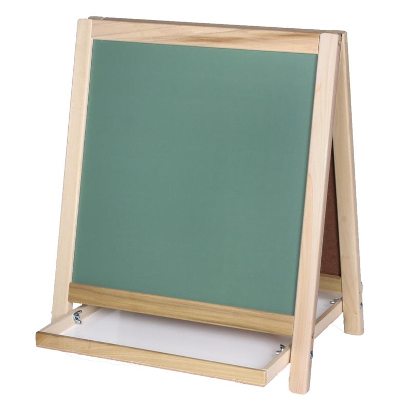  Flipside Chalkboard/Magnetic Board Table Easel - White/Green Surface - Wood Frame - Rectangle - Tabletop - Assembly Required - 1 Each