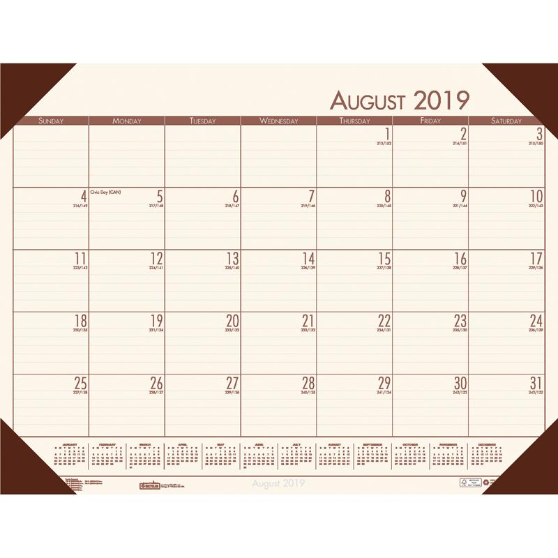 Academic Ecotones Calendar Desk Pad, Cream paper/Brown holder