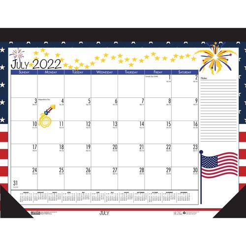 House of Doolittle Seasonal Holiday Academic Desk Pad - Academic - Julian Dates - Monthly - 1 Year - July 2020 till June 2021 - 1 Month Single Page Layout - Desk Pad - Black - Leatherette - 17