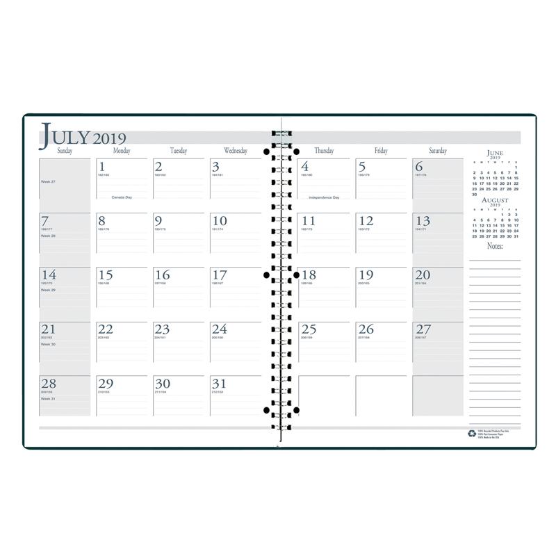 House of Doolittle Black Cover Academic Monthly Planner - Monthly - 1.2 Year - July 2020 till August 2021 - 1 Month Double Page Layout - 8 1/2