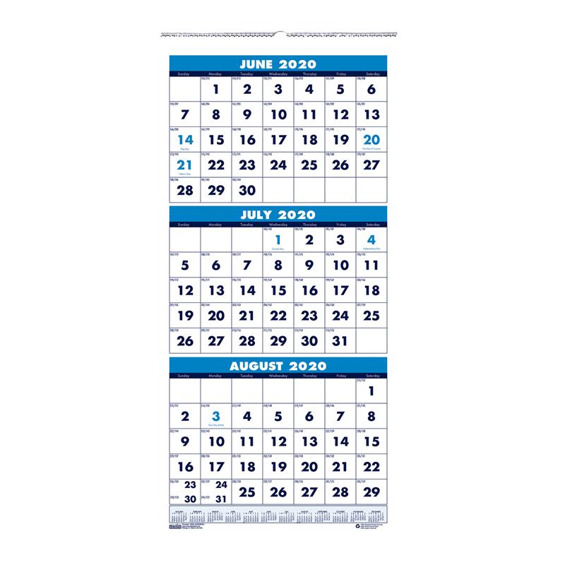 House of Doolittle Three-month Vertical Academic Wall Calendar - Academic - Julian Dates - Monthly - 1.2 Year - June 2020 till July 2021 - 3 Month Single Page Layout - Wire Bound - Wall Mountable - Te