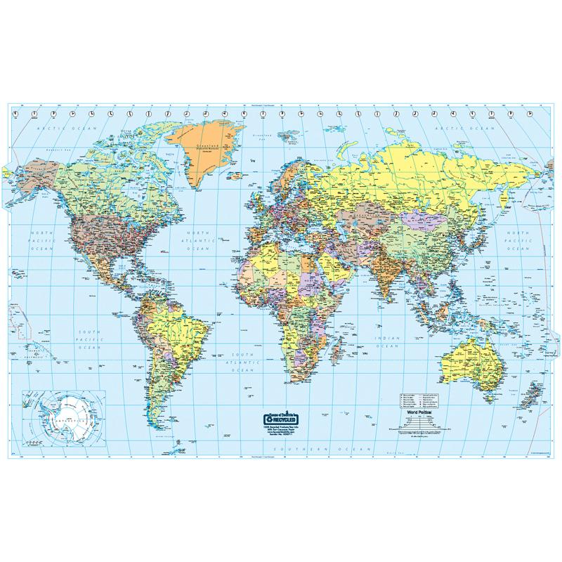 Laminated World Map, 50