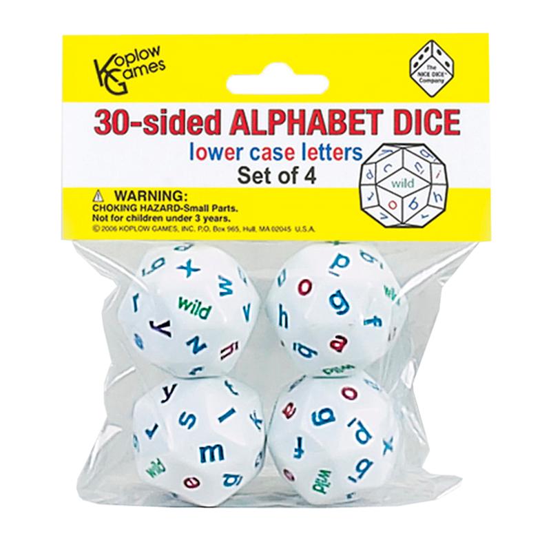  30- Sided Alphabet Dice, Lowercase, Set Of 4