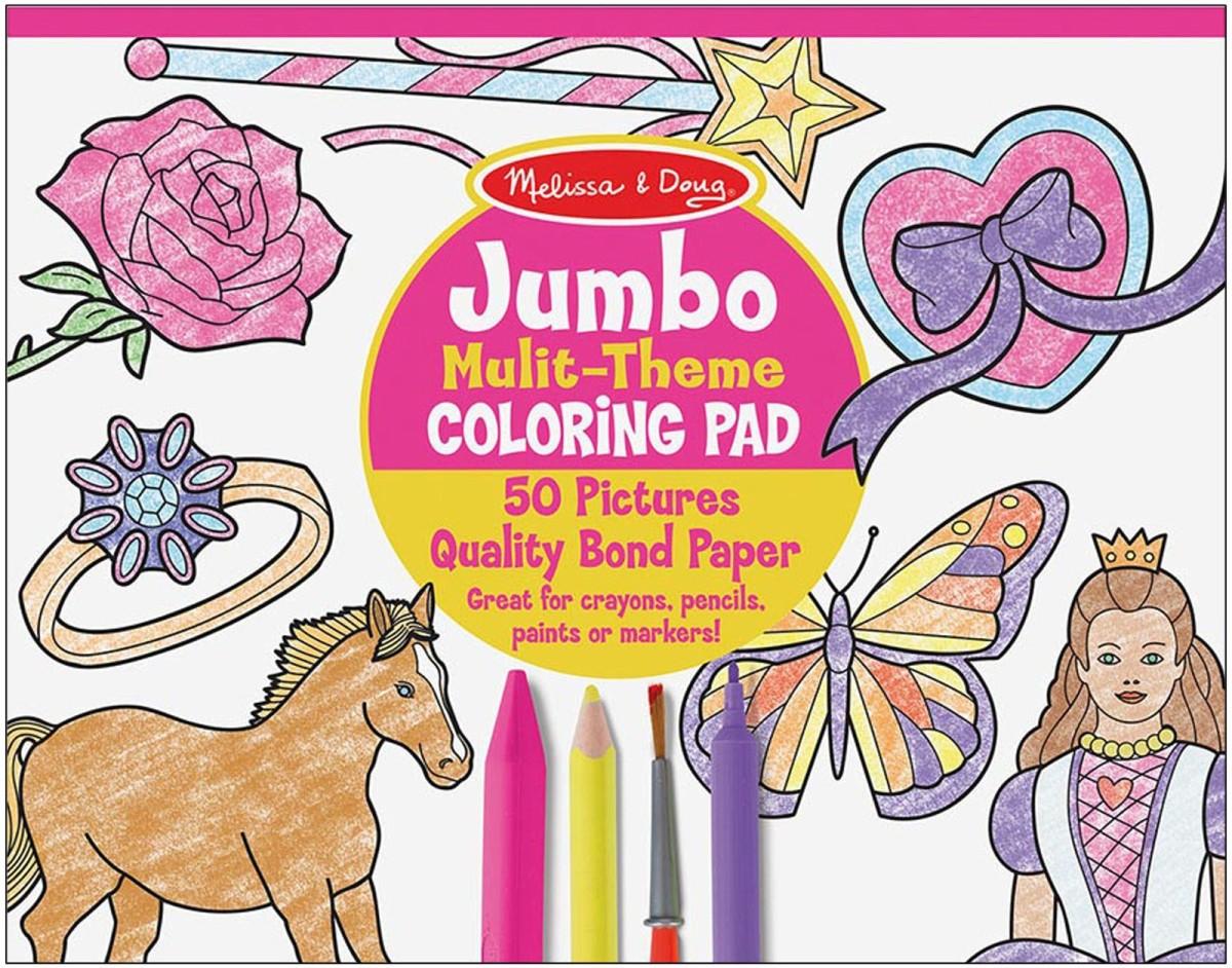 Jumbo 50-Page Kids' Coloring Pad - Horses, Hearts, Flowers, and More