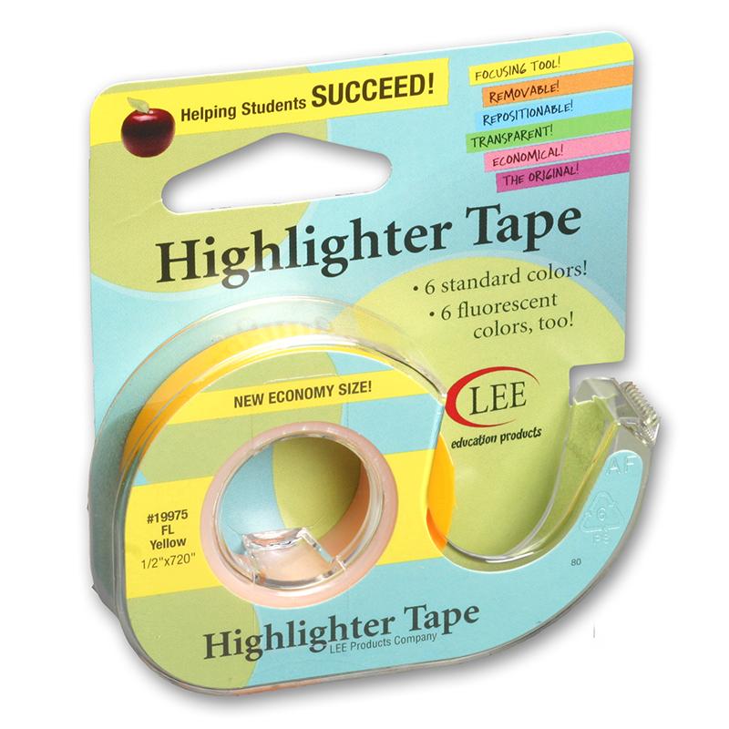 Removable Highlighter Tape, Fluorescent Yellow