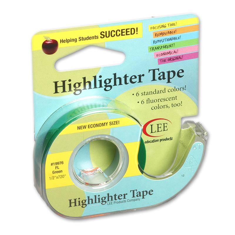 Removable Highlighter Tape, Fluorescent Green
