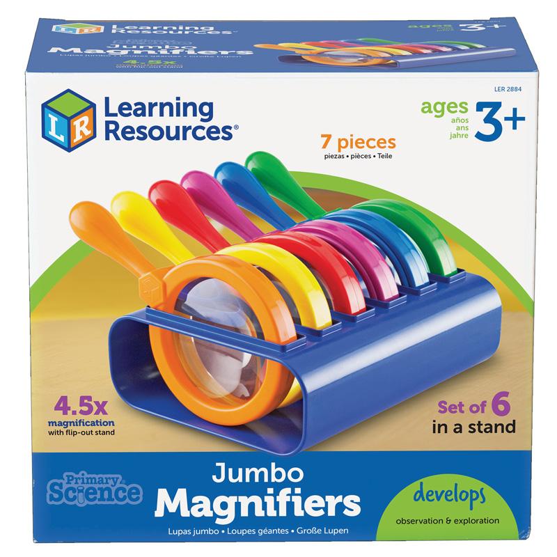 Primary Science Jumbo Magnifiers, Set of 6 in stand
