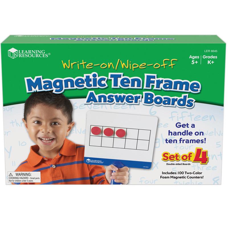 Magnetic Ten Frame Answer Write & Wipe Board Set, 4 Per Pack