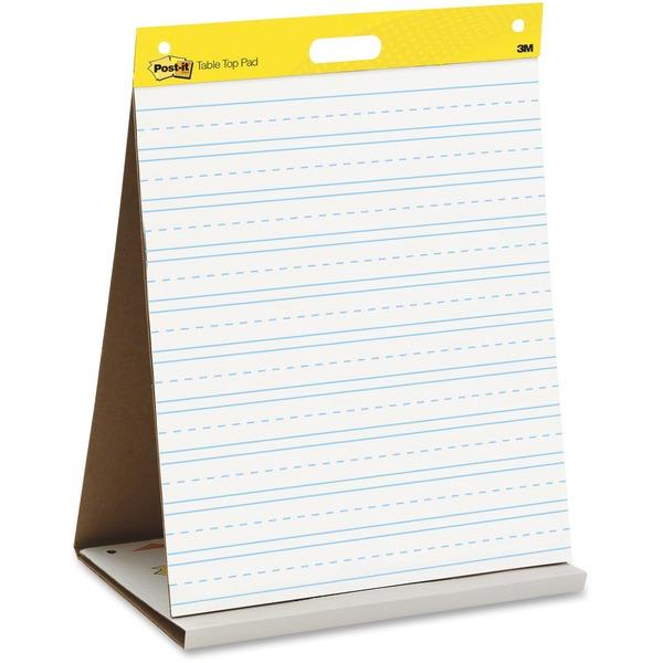 Post-it® Tabletop Easel Pad with Primary Lines - 20 Sheets - Stapled - Primary Blue Margin - 18.50 lb Basis Weight - 20